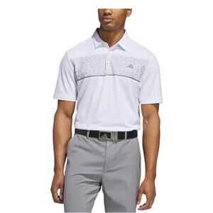 Adidas Men's Gold Shirt sz L Short Sleeve Chest Print Golf Polo NEW # J-17